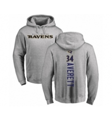 Football Baltimore Ravens #34 Anthony Averett Ash Backer Pullover Hoodie