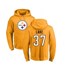 Football Pittsburgh Steelers #37 Carnell Lake Gold Name & Number Logo Pullover Hoodie