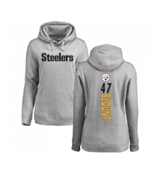 Football Women's Pittsburgh Steelers #47 Mel Blount Ash Backer Pullover Hoodie