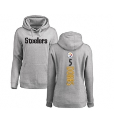 Football Women's Pittsburgh Steelers #5 Joshua Dobbs Ash Backer Pullover Hoodie