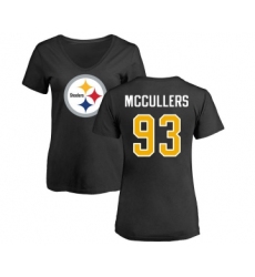 Football Women's Pittsburgh Steelers #93 Dan McCullers Black Name & Number Logo Slim Fit T-Shirt