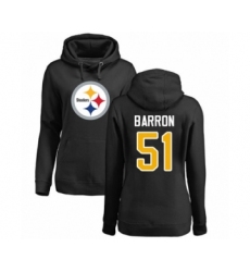 Women's Pittsburgh Steelers #51 Mark Barron Black Name & Number Logo Pullover Hoodie