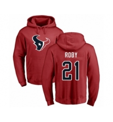 Football Houston Texans #21 Bradley Roby Red Name & Number Logo Pullover Hoodie