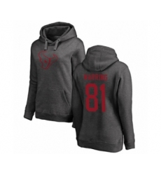 Football Women's Houston Texans #81 Kahale Warring Ash One Color Pullover Hoodie