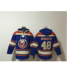 Men's New York Islanders #48 Matthew Schaefer Royal Ageless Must-Have Lace-Up Pullover Hoodie