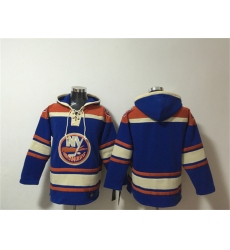 Men's New York Islanders Blank Royal Ageless Must-Have Lace-Up Pullover Hoodie