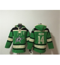 Men's Dallas Stars #14 Jamie Benn Green Lace-Up Pullover Hoodie
