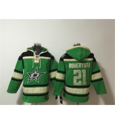 Men's Dallas Stars #21 Jason Robertson Green Lace-Up Pullover Hoodie