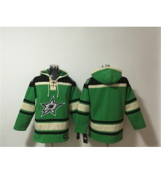 Men's Dallas Stars Blank Black Green Lace-Up Pullover Hoodie