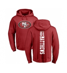 Football San Francisco 49ers #81 Jordan Matthews Red Backer Pullover Hoodie