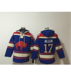 Men's Buffalo Bills #17 Josh Allen Royal Ageless Must-Have Lace-Up Pullover Hoodie