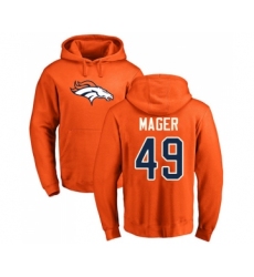Football Denver Broncos #49 Craig Mager Orange Name & Number Logo Pullover Hoodie