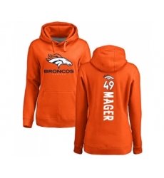 Football Women's Denver Broncos #49 Craig Mager Orange Backer Pullover Hoodie
