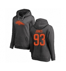 Football Women's Denver Broncos #93 Dre'Mont Jones Ash One Color Pullover Hoodie
