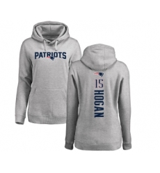Football Women's New England Patriots #15 Chris Hogan Ash Backer Pullover Hoodie