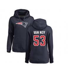 Football Women's New England Patriots #53 Kyle Van Noy Navy Blue Name & Number Logo Pullover Hoodie