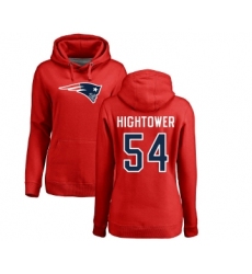 Football Women's New England Patriots #54 Dont'a Hightower Red Name & Number Logo Pullover Hoodie