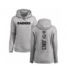 Football Women's Oakland Raiders #12 Zay Jones Ash Backer Pullover Hoodie