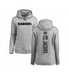 Football Women's Oakland Raiders #28 Josh Jacobs Ash Backer Pullover Hoodie
