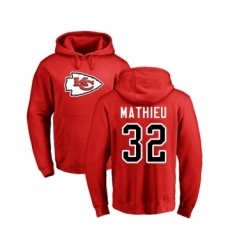 Football Kansas City Chiefs #32 Tyrann Mathieu Red Name & Number Logo Pullover Hoodie