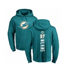 Football Miami Dolphins #97 Christian Wilkins Aqua Green Backer Pullover Hoodie
