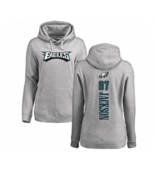 Women's Philadelphia Eagles #97 Malik Jackson Ash Backer Pullover Hoodie
