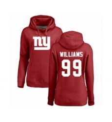 Football Women's New York Giants #99 Leonard Williams Red Name & Number Logo Pullover Hoodie
