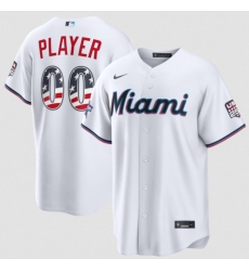 Men's Miami Marlins Active Player Custom White 2026 All-Star Edition Stars & Stripes & USA 250 Fourth of July Home Stadium Stitched Baseball Jersey