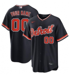 Men's Custom Detroit Tigers Nike Alternate Replica Navy Jersey