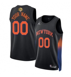 Men's New Yok Knicks Active Player Custom Black 2026 Finals Patch Statement Edition Stitched Basketball Jersey