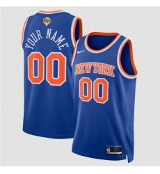 Men's New Yok Knicks Active Player Custom Blue 2026 Finals Patch Icon Edition Stitched Basketball Jersey