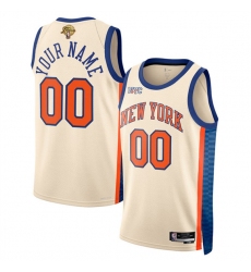 Men's New Yok Knicks Active Player Custom Cream 2026 Finals Patch City Edition Stitched Basketball Jersey