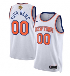 Men's New Yok Knicks Active Player Custom White 2026 Finals Patch Association Edition Stitched Basketball Jersey
