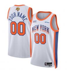 Men's New Yok Knicks Active Player Custom White 2026 Finals Patch City Edition Stitched Basketball Jersey