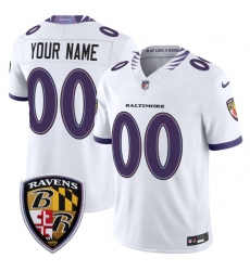 Men's Baltimore Ravens Active Player Custom White 2026 F.U.S.E. Vapor Limited Football Stitched Jersey