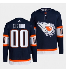 Men's Edmonton Oilers Custom Navy 2022-23 Reverse Retro Stitched Jersey