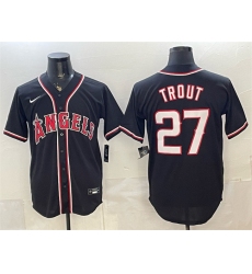 Men's Los Angeles Angels #27 Mike Trout 2026 Fashion Replica Black Out Stitched Baseball Jersey