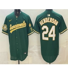 Men's Oakland Athletics #24 Rickey Henderson 2026 Green Alternate Sacramento Celebrating 125 Years Limited Jersey