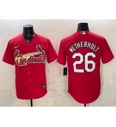 Men's St. Louis Cardinals #26 JJ Wetherholt Red Cool Base Stitched Baseball Jersey