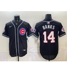 Men's Chicago Cubs #14 Ernie Banks 150th Anniversary Black Out Style Vapor Premier Limited Stitched Baseball Jersey