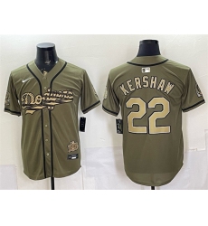 Men's Los Angeles Dodgers #22 Clayton Kershaw Olive 2026 Armed Forces Day Stitched Baseball Jersey