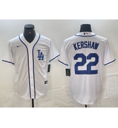 Men's Los Angeles Dodgers #22 Clayton Kershaw White Cool Base Stitched Baseball Jersey