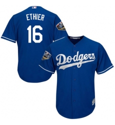 Youth Majestic Los Angeles Dodgers #16 Andre Ethier Authentic Royal Blue Alternate Cool Base 2018 World Series MLB Jersey
