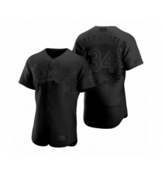 Men's Fernando Valenzuela #34 Los Angeles Dodgers Black Awards Collection NL Cy Young Jersey