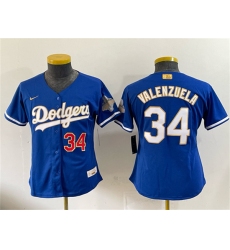 Women's Los Angeles Dodgers #34 Fernando Valenzuela Royal 2026 Alternate Gold Collection Stadium Stitched Baseball Jersey(Run Small)