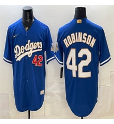 Men's Los Angeles Dodgers #42 Jackie Robinson Royal 2026 Alternate Gold Collection Stadium Stitched Baseball Jersey
