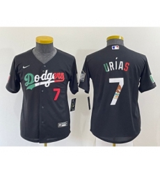 Youth Los Angeles Dodgers #7 Julio Urias Black Mexico Number 2020 World Series Cool Base Nike Jersey