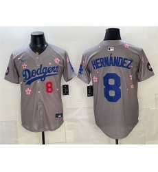 Men's Los Angeles Dodgers #8 Enrique Hernandez Grey 2025 Tokyo Series Limited Stitched Baseball Jersey