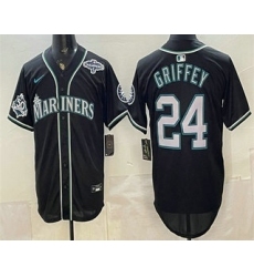 Men's Seattle Mariners #24 Ken Griffey Jr 50th Black Out Style Vapor Premier Limited Jersey