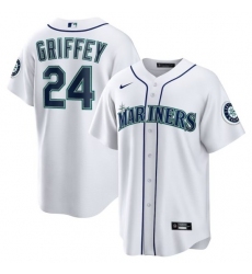 Men's Seattle Mariners #24 Ken Griffey Jr. White Cool Base Jersey